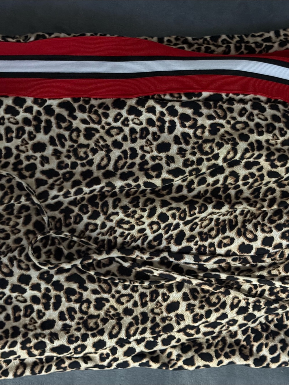 Leopard Print Wide-Leg Pants with Red Side Stripe - Picture 5 of 5